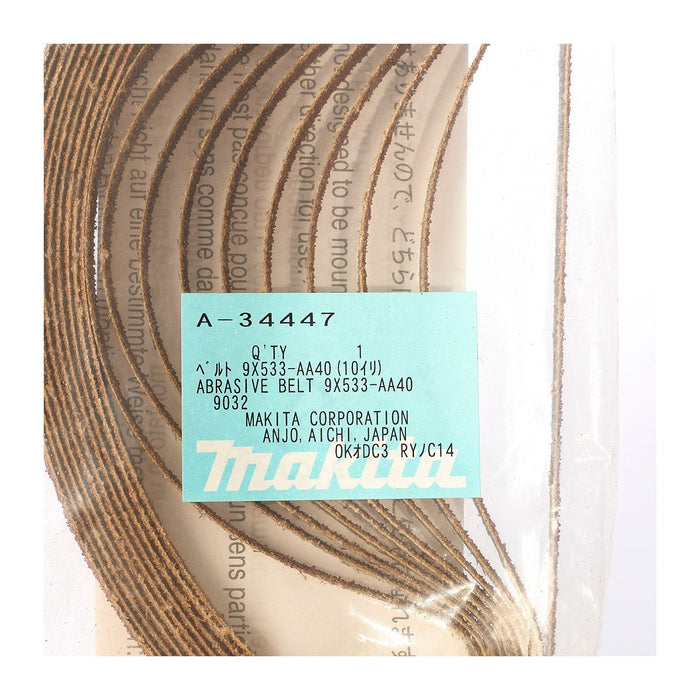 Hộp 10 giấy nhám băng kích thước 9x533mm Makita cho gỗ, sơn, kim loại tương thích với máy Makita 9032, DBS180 ( Cấp 3 sao )