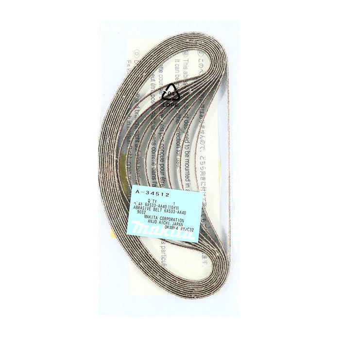 Hộp 10 giấy nhám băng kích thước 6x533mm Makita cho gỗ, sơn, kim loại tương thích với máy Makita 9032, DBS180 ( Cấp 3 sao )