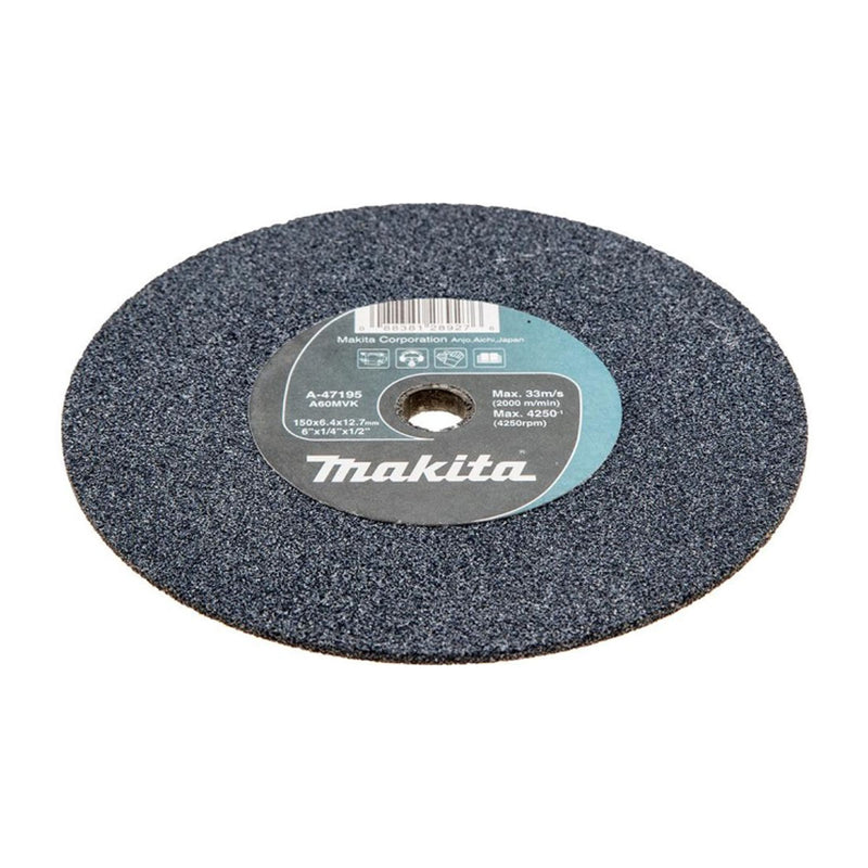 Đá mài kim loại 150mm ( 6 inch ) Makita A-47195 dày 6.4mm, lỗ cốt 12.7mm ( 1/2 inch ) tương thích với máy mài 2 đá ( Cấp 3 sao )