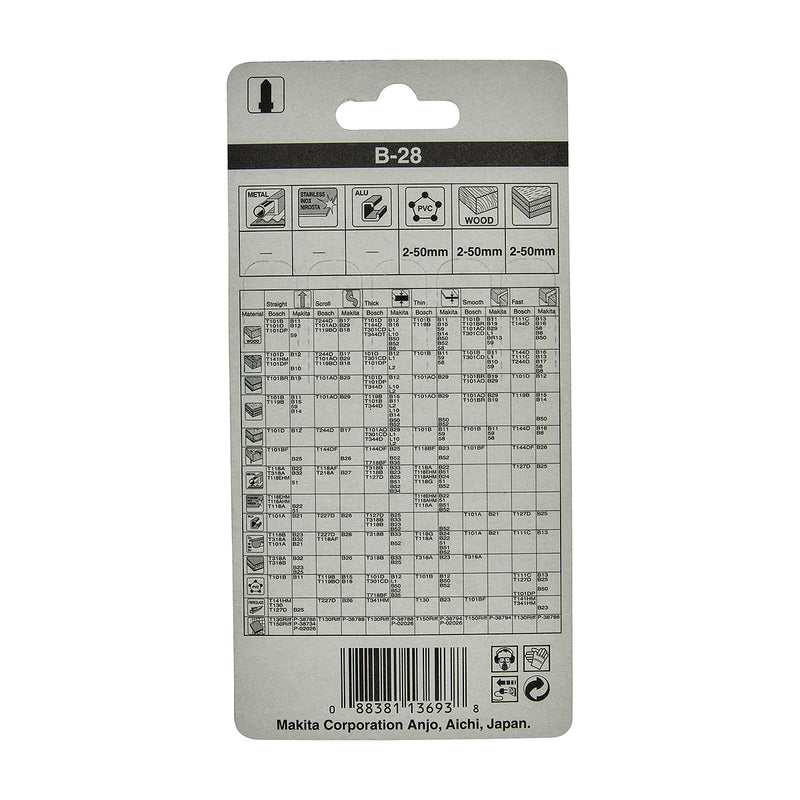 Hộp 5 lưỡi cưa lọng HSS Makita A-80391 dùng cho gỗ, nhựa số răng 16 TPI, chiều dài 90mm đuôi gài kiểu B ( Cấp 3 sao )