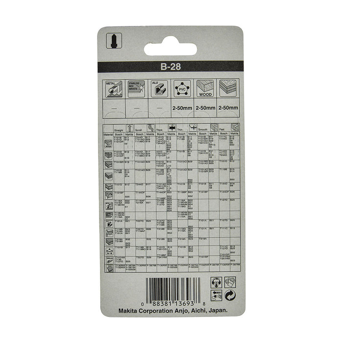 Hộp 5 lưỡi cưa lọng HSS Makita A-80391 dùng cho gỗ, nhựa số răng 16 TPI, chiều dài 90mm đuôi gài kiểu B ( Cấp 3 sao )