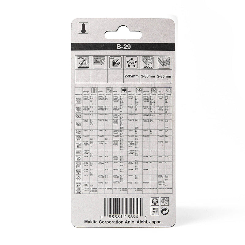 Hộp 5 lưỡi cưa lọng HCS loại cắt nhanh, vết cắt đẹp Makita A-80400 dùng cho gỗ, nhựa số răng 16 TPI, chiều dài 77mm đuôi gài kiểu B ( Cấp 3 sao )