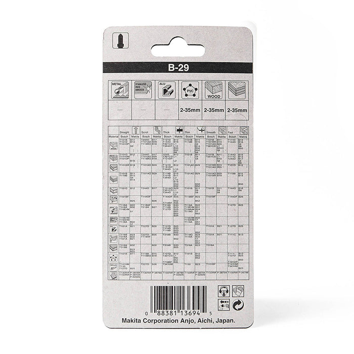 Hộp 5 lưỡi cưa lọng HCS loại cắt nhanh, vết cắt đẹp Makita A-80400 dùng cho gỗ, nhựa số răng 16 TPI, chiều dài 77mm đuôi gài kiểu B ( Cấp 3 sao )