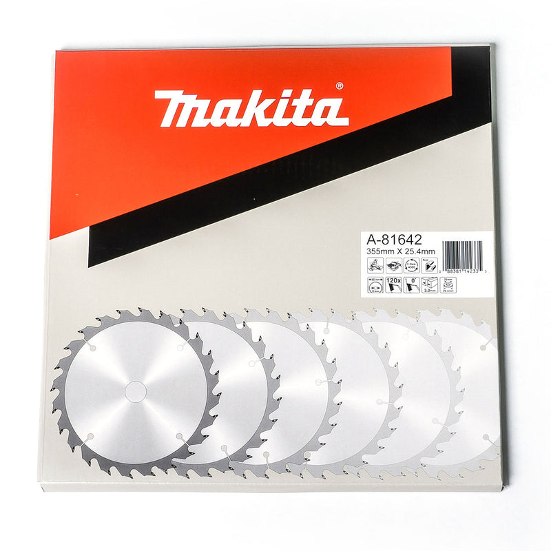 Lưỡi cưa nhôm TCT Makita đường kính 355mm, số răng từ 80-120 kiểu ATB, lỗ cốt 25.4mm và 30mm dùng cho máy cưa đa góc ( Cấp 3 sao )