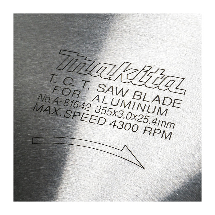 Lưỡi cưa nhôm TCT Makita đường kính 355mm, số răng từ 80-120 kiểu ATB, lỗ cốt 25.4mm và 30mm dùng cho máy cưa đa góc ( Cấp 3 sao )