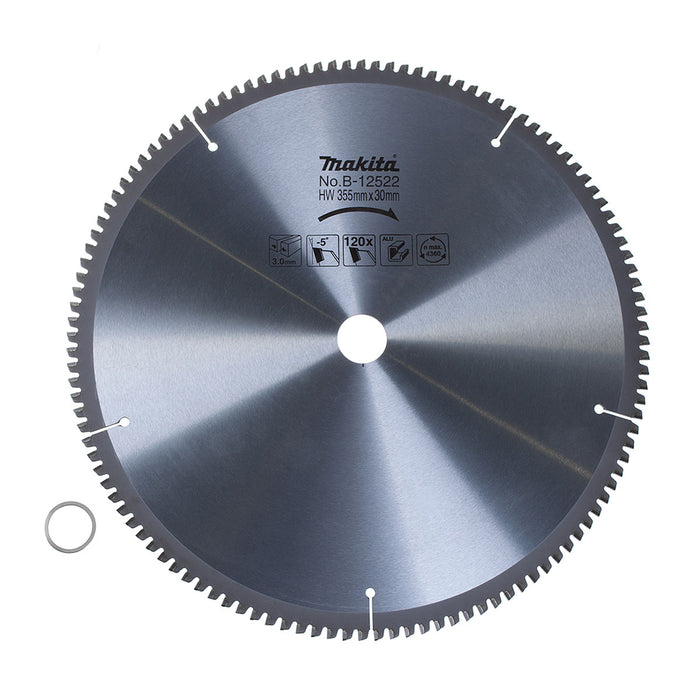 Lưỡi cưa nhôm TCT Makita đường kính 355mm, số răng từ 80-120 kiểu ATB, lỗ cốt 25.4mm và 30mm dùng cho máy cưa đa góc ( Cấp 3 sao )