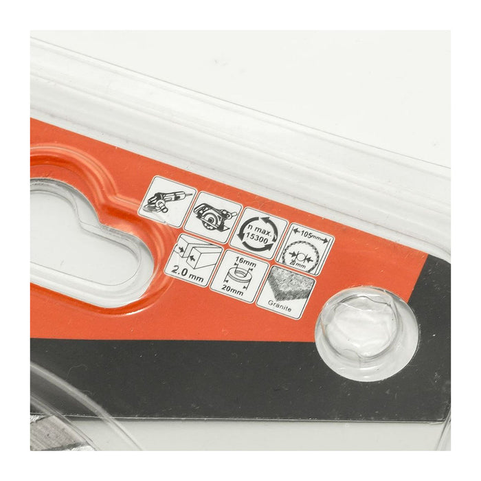 Lưỡi cắt kim cương 105mm kiểu răng gợn sóng Makita A-84040 dùng cho đá hoa cương, lỗ cốt 20mm, cắt khô đạt tiêu chuẩn EN13236 ( Cấp 2 sao )