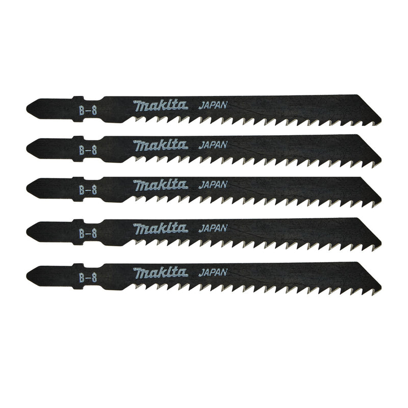 Hộp 5 lưỡi cưa lọng HCS loại cắt nhanh Makita A-85232 dùng cho gỗ, nhựa số răng 8 TPI, chiều dài 105mm, đuôi gài kiểu B ( Cấp 3 sao )