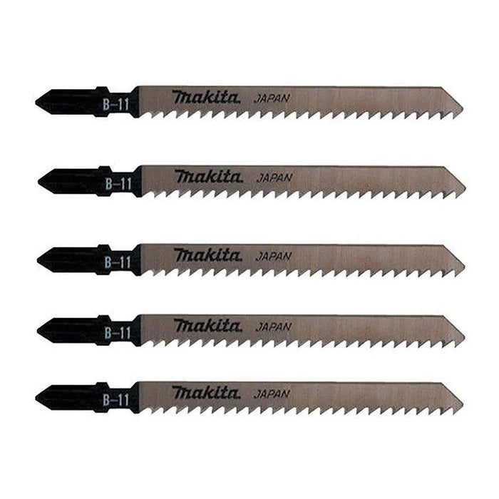 Hộp 5 lưỡi cưa lọng HCS loại cắt nhanh, cho vết cắt đẹp Makita A-85634 dùng cho gỗ, nhựa số răng 9 TPI, chiều dài 100mm, đuôi gài kiểu B ( Cấp 3 sao )