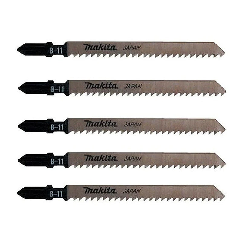 Hộp 5 lưỡi cưa lọng HCS loại cắt nhanh, cho vết cắt đẹp Makita A-85634 dùng cho gỗ, nhựa số răng 9 TPI, chiều dài 100mm, đuôi gài kiểu B ( Cấp 3 sao )