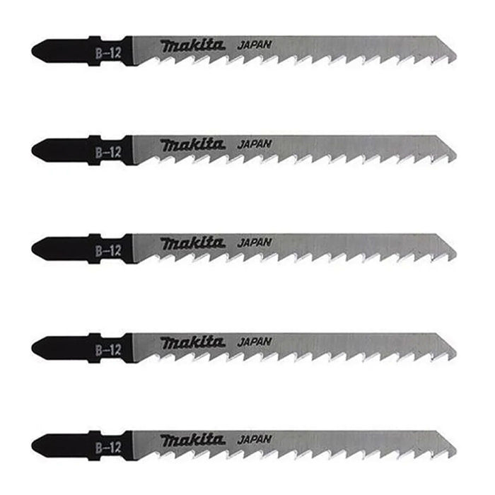 Hộp 5 lưỡi cưa lọng HCS loại cắt nhanh, vết cắt đẹp Makita A-85640 dùng cho gỗ, nhựa số răng 6 TPI, chiều dài 105mm, đuôi gài kiểu B ( Cấp 3 sao )