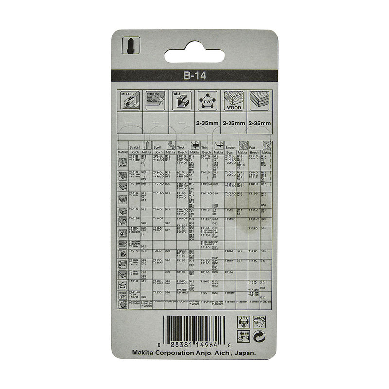 Hộp 5 lưỡi cưa lọng HCS Makita A-85662 dùng cho gỗ, nhựa số răng 18 TPI, chiều dài 76mm, đuôi gài kiểu B ( Cấp 3 sao )