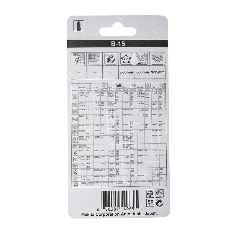 Hộp 5 lưỡi cưa lọng HCS Makita A-85678 dùng cho gỗ, nhựa số răng 12 TPI, chiều dài 76mm, đuôi gài kiểu B ( Cấp 3 sao )