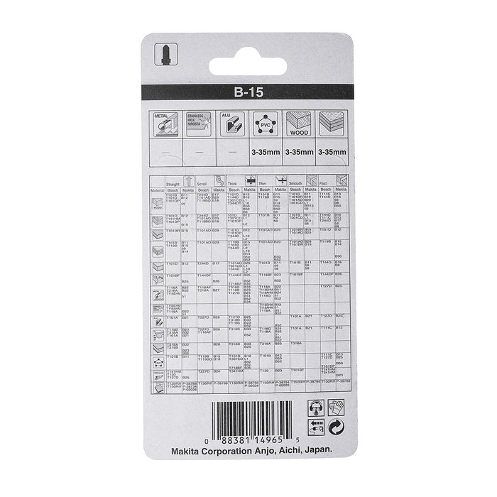 Hộp 5 lưỡi cưa lọng HCS Makita A-85678 dùng cho gỗ, nhựa số răng 12 TPI, chiều dài 76mm, đuôi gài kiểu B ( Cấp 3 sao )