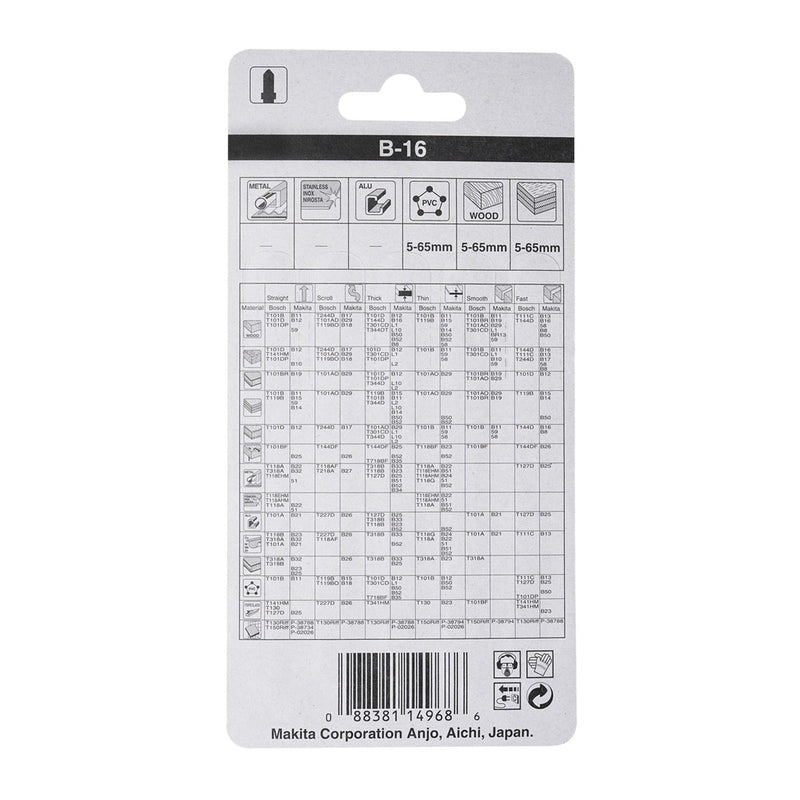 Hộp 5 lưỡi cưa lọng HCS loại cắt nhanh Makita A-85684 dùng cho gỗ, nhựa số răng 6 TPI, chiều dài 105mm, đuôi gài kiểu B ( Cấp 3 sao )