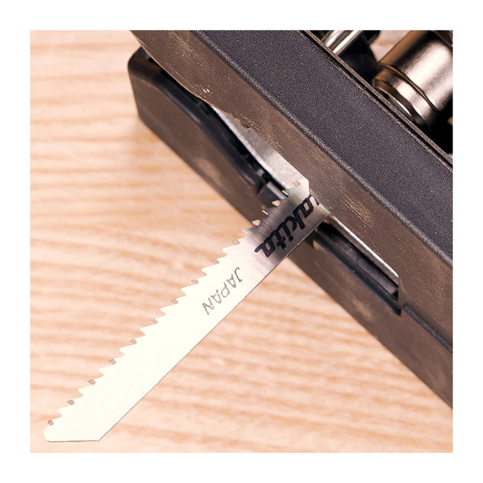 Hộp 5 lưỡi cưa lọng HCS Makita A-85715 dùng cho gỗ, nhựa số răng 12 TPI, chiều dài 90mm, đuôi gài kiểu B ( Cấp 3 sao )