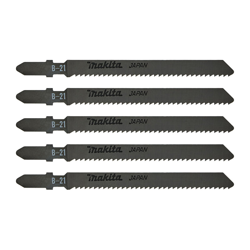 Hộp 5 lưỡi cưa lọng HSS Makita A-85721 dùng cho nhựa, nhôm số răng 12 TPI, 100mm đuôi gài kiểu B ( Cấp 3 sao )