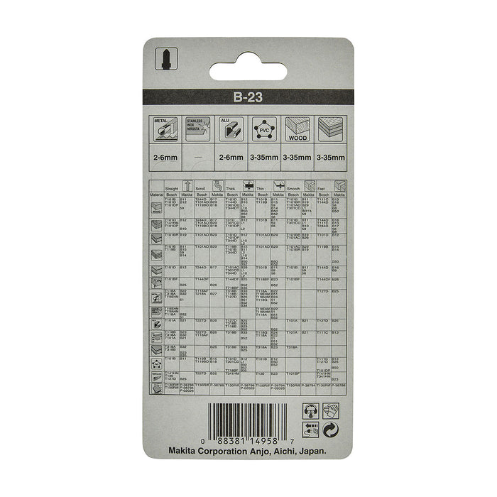 Hộp 5 lưỡi cưa lọng HSS Makita A-85743 cưa đa vật liệu, số răng 14 TPI, chiều dài 76mm đuôi gài kiểu B ( Cấp 3 sao )