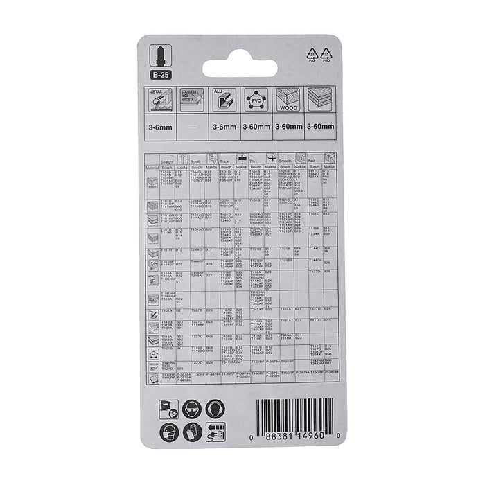 Hộp 5 lưỡi cưa lọng HSS Makita A-85765 cưa đa vật liệu, số răng 9 TPI chiều dài 100mm, đuôi gài kiểu B ( Cấp 3 sao )