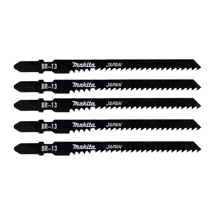 Hộp 5 lưỡi cưa lọng HCS loại cho vết cắt đẹp Makita A-85793 dùng cho gỗ, nhựa số răng 9 TPI, chiều dài 105mm đuôi gài kiểu B ( Cấp 3 sao )