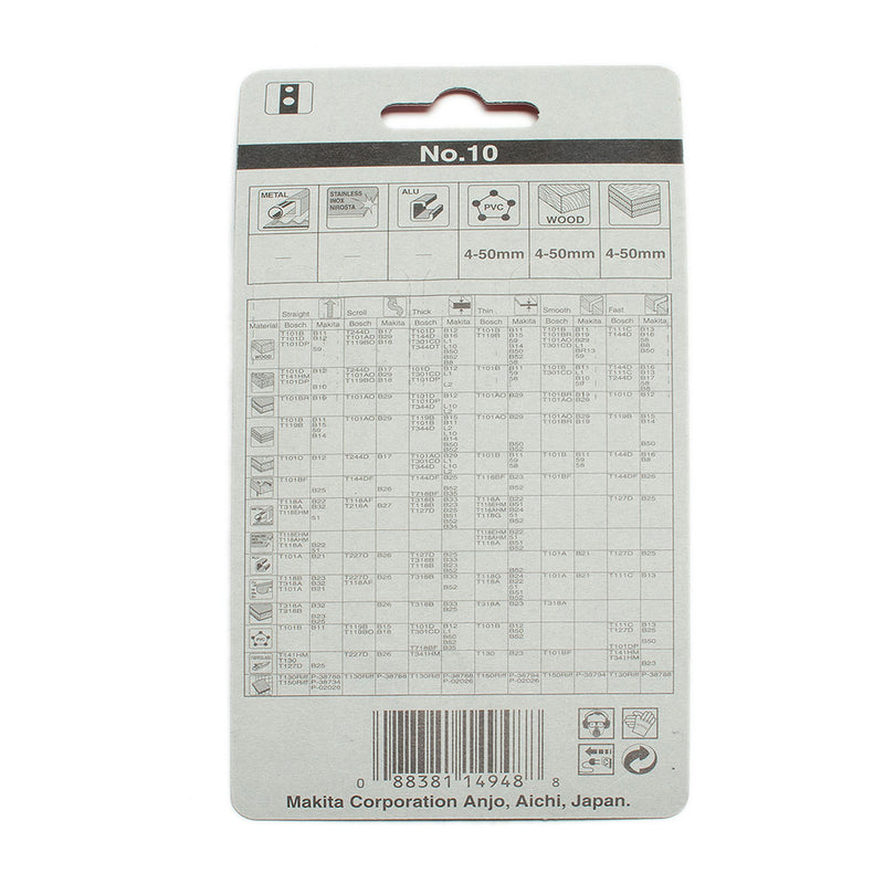 Hộp 5 lưỡi cưa lọng HCS loại cắt nhanh, đường cắt đẹp Makita A-85818 dùng cho gỗ, nhựa số răng 9 TPI, chiều dài 82mm đuôi gài kiểu M ( Cấp 3 sao )