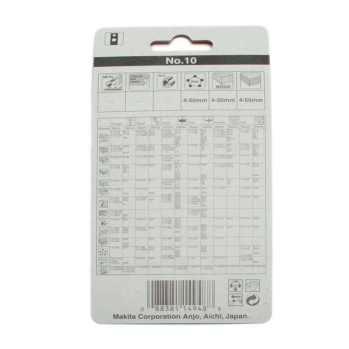 Hộp 5 lưỡi cưa lọng HCS loại cắt nhanh, đường cắt đẹp Makita A-85818 dùng cho gỗ, nhựa số răng 9 TPI, chiều dài 82mm đuôi gài kiểu M ( Cấp 3 sao )