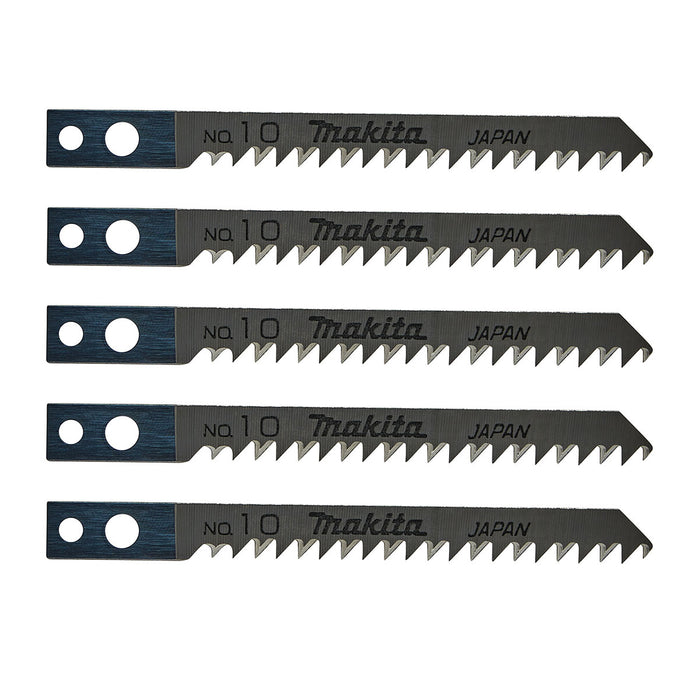 Hộp 5 lưỡi cưa lọng HCS loại cắt nhanh, đường cắt đẹp Makita A-85818 dùng cho gỗ, nhựa số răng 9 TPI, chiều dài 82mm đuôi gài kiểu M ( Cấp 3 sao )