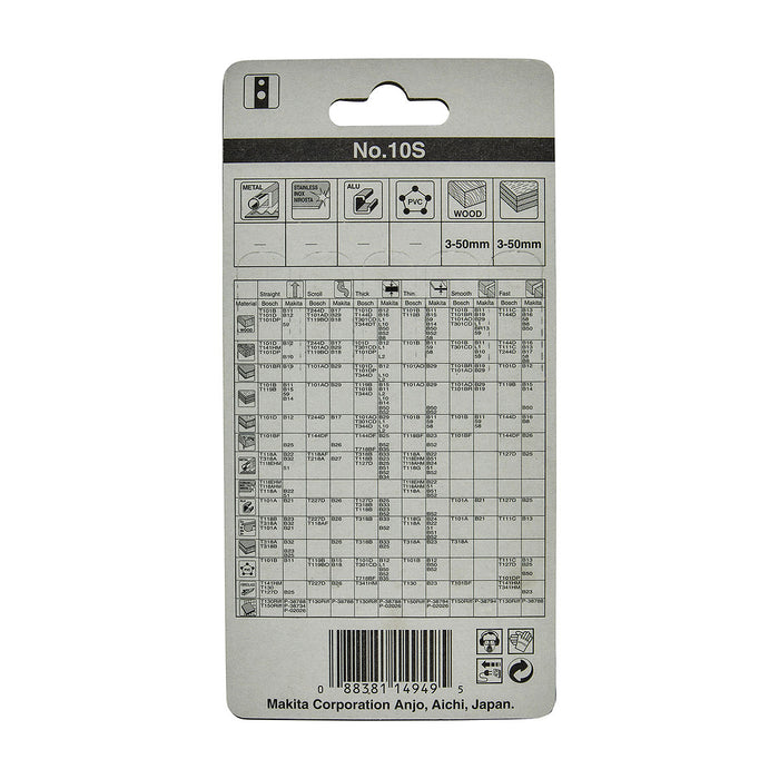 Hộp 5 lưỡi cưa lọng HCS loại cho đường cắt đẹp Makita A-85824 dùng cho gỗ, số răng 13 TPI, chiều dài 82mm đuôi gài kiểu M ( Cấp 3 sao )