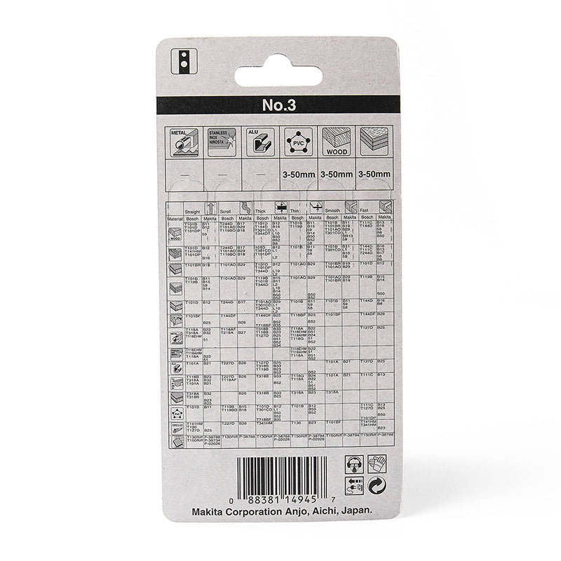 Hộp 5 lưỡi cưa lọng HCS Makita A-85868 dùng cho gỗ, nhựa số răng 9 TPI, chiều dài 80mm đuôi gài kiểu M ( Cấp 3 sao )