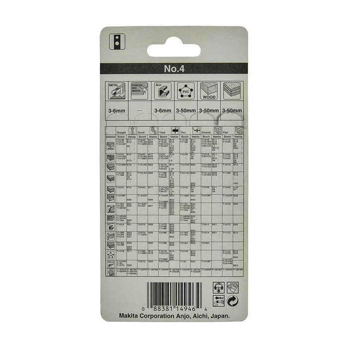 Hộp 5 lưỡi cưa lọng HSS Makita A-85874 dùng cưa đa vật liệu, số răng 9 TPI chiều dài 80mm, đuôi gài kiểu M ( Cấp 3 sao )