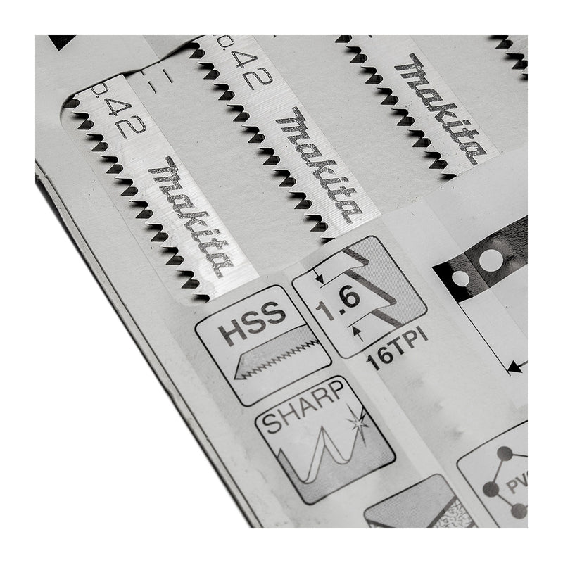 Hộp 5 lưỡi cưa lọng HSS Makita A-85896 dùng cho gỗ, nhựa số răng 16 TPI, chiều dài 82mm đuôi gài kiểu M ( Cấp 3 sao )
