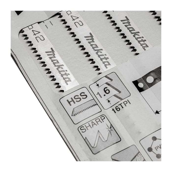 Hộp 5 lưỡi cưa lọng HSS Makita A-85896 dùng cho gỗ, nhựa số răng 16 TPI, chiều dài 82mm đuôi gài kiểu M ( Cấp 3 sao )