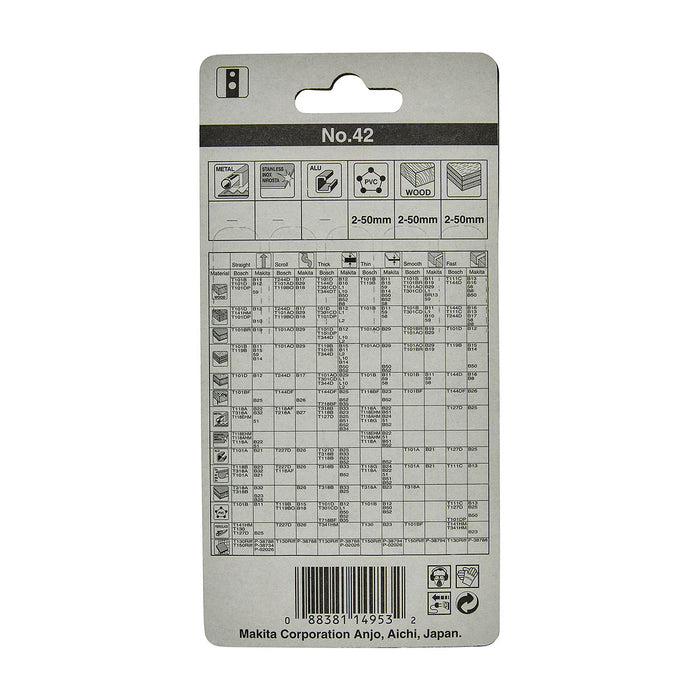 Hộp 5 lưỡi cưa lọng HSS Makita A-85896 dùng cho gỗ, nhựa số răng 16 TPI, chiều dài 82mm đuôi gài kiểu M ( Cấp 3 sao )