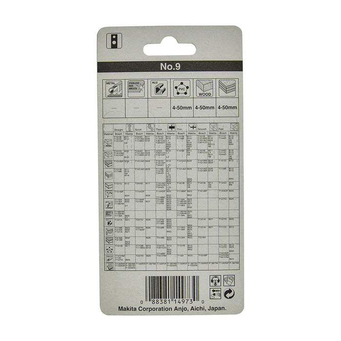 Hộp 5 lưỡi cưa lọng HCS loại cắt nhanh, đường cắt đẹp Makita A-85927 dùng cho gỗ, nhựa số răng 8 TPI, chiều dài 82mm đuôi gài kiểu M ( Cấp 3 sao )