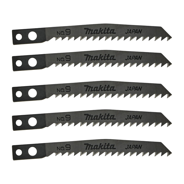 Hộp 5 lưỡi cưa lọng HCS loại cắt nhanh, đường cắt đẹp Makita A-85927 dùng cho gỗ, nhựa số răng 8 TPI, chiều dài 82mm đuôi gài kiểu M ( Cấp 3 sao )