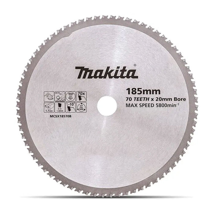 Lưỡi cưa kim loại mỏng TCT Makita A-86446 đường kính 185mm, 70 răng kiểu FTG, lỗ cốt 20mm dùng cho máy cưa đĩa ( Cấp 3 sao )