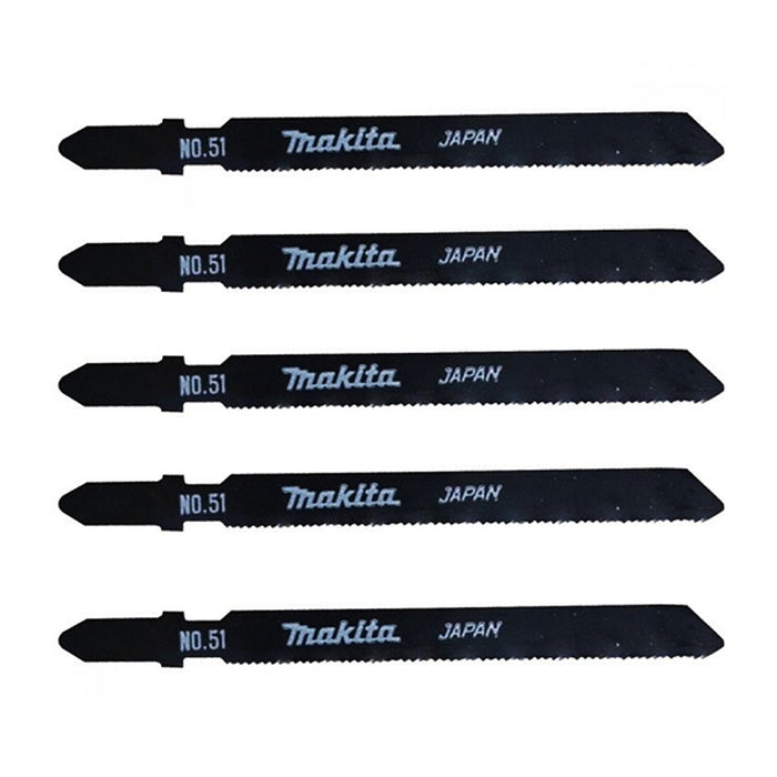 Hộp 5 lưỡi cưa lọng HSS Makita A-86561 dùng cho Inox số răng 24 TPI, chiều dài 90mm, đuôi gài kiểu B ( Cấp 3 sao )