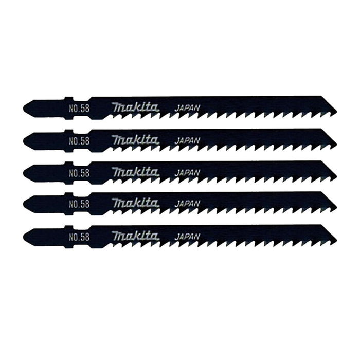 Hộp 5 lưỡi cưa lọng HCS loại cắt nhanh Makita A-86577 dùng cho gỗ, nhựa số răng 8 TPI, chiều dài 105mm, đuôi gài kiểu B ( Cấp 3 sao )