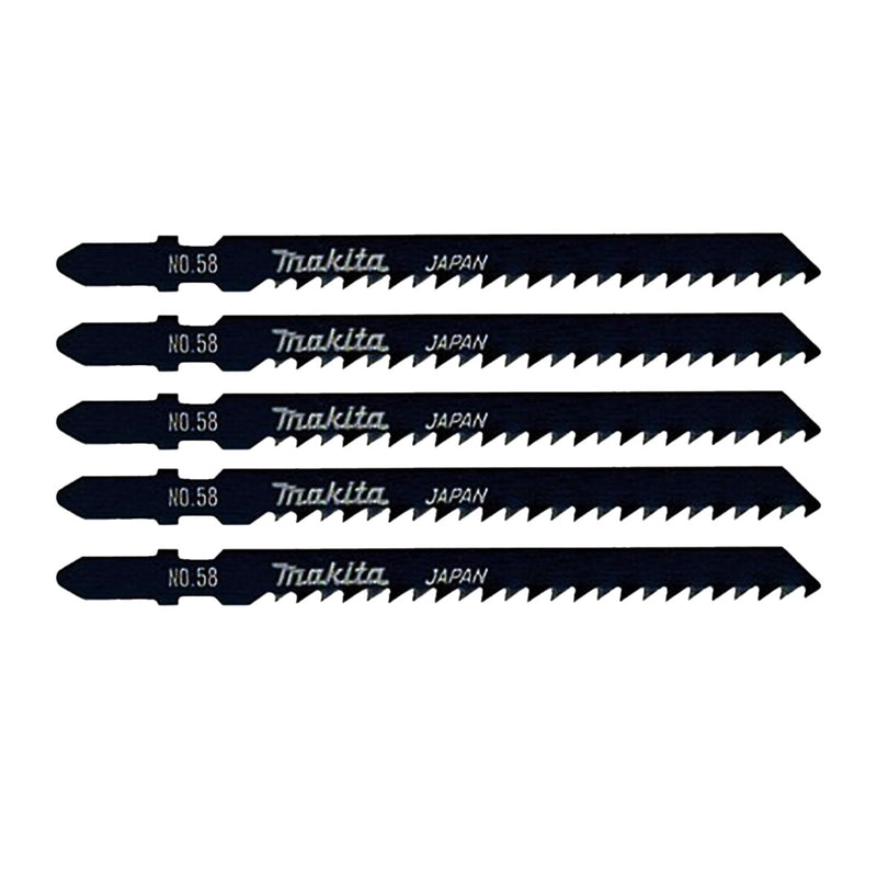 Hộp 5 lưỡi cưa lọng HCS loại cắt nhanh Makita A-86577 dùng cho gỗ, nhựa số răng 8 TPI, chiều dài 105mm, đuôi gài kiểu B ( Cấp 3 sao )