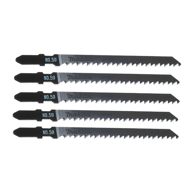 Hộp 5 lưỡi cưa lọng HCS loại cắt nhanh, vết cắt đẹp Makita A-86583 dùng cho gỗ, nhựa số răng 8 TPI, chiều dài 105mm đuôi gài kiểu B ( Cấp 3 sao )