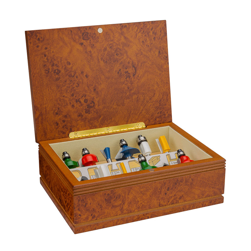 Bộ mũi phay gỗ 12 chi tiết hệ mét Makita A-88054 cốt 8mm ( Cấp 3 sao )