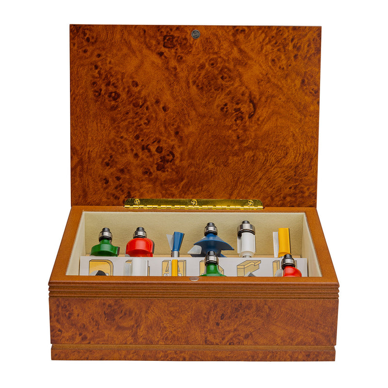 Bộ mũi phay gỗ 12 chi tiết hệ mét Makita A-88054 cốt 8mm ( Cấp 3 sao )