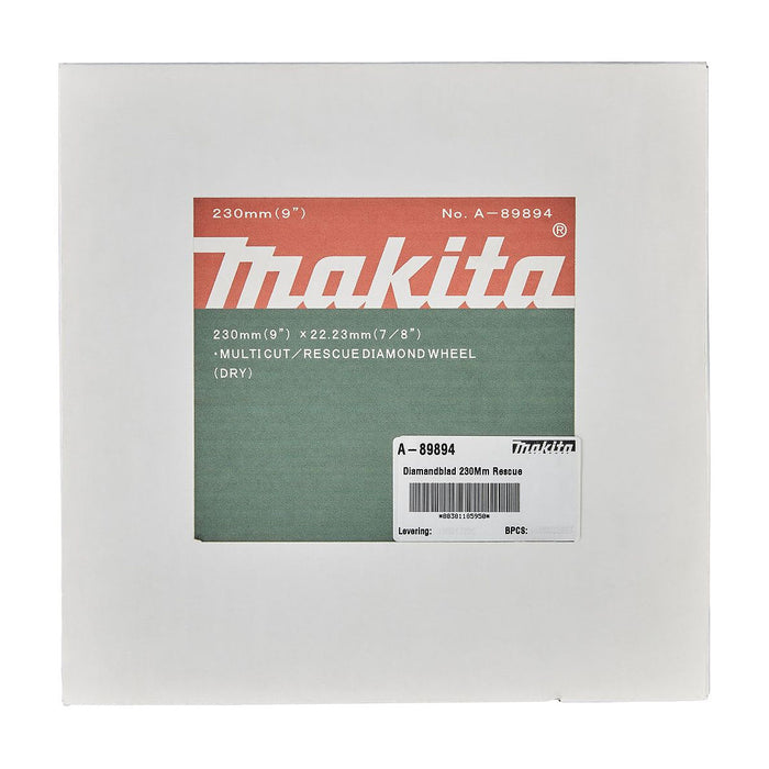 Lưỡi cắt kim cương cao cấp 230mm kiểu mép liền hàn chân không Makita A-89894 dùng cắt đa vật liệu, lỗ cốt 22.23mm, cắt khô ( Cấp chuyên dụng dùng cho công tác cứu hộ )