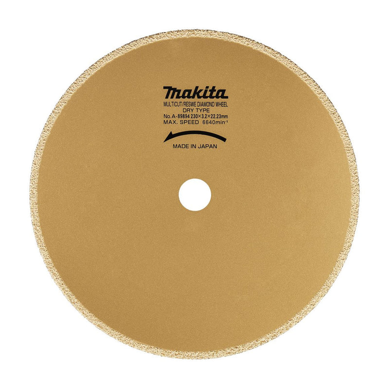 Lưỡi cắt kim cương cao cấp 230mm kiểu mép liền hàn chân không Makita A-89894 dùng cắt đa vật liệu, lỗ cốt 22.23mm, cắt khô ( Cấp chuyên dụng dùng cho công tác cứu hộ )