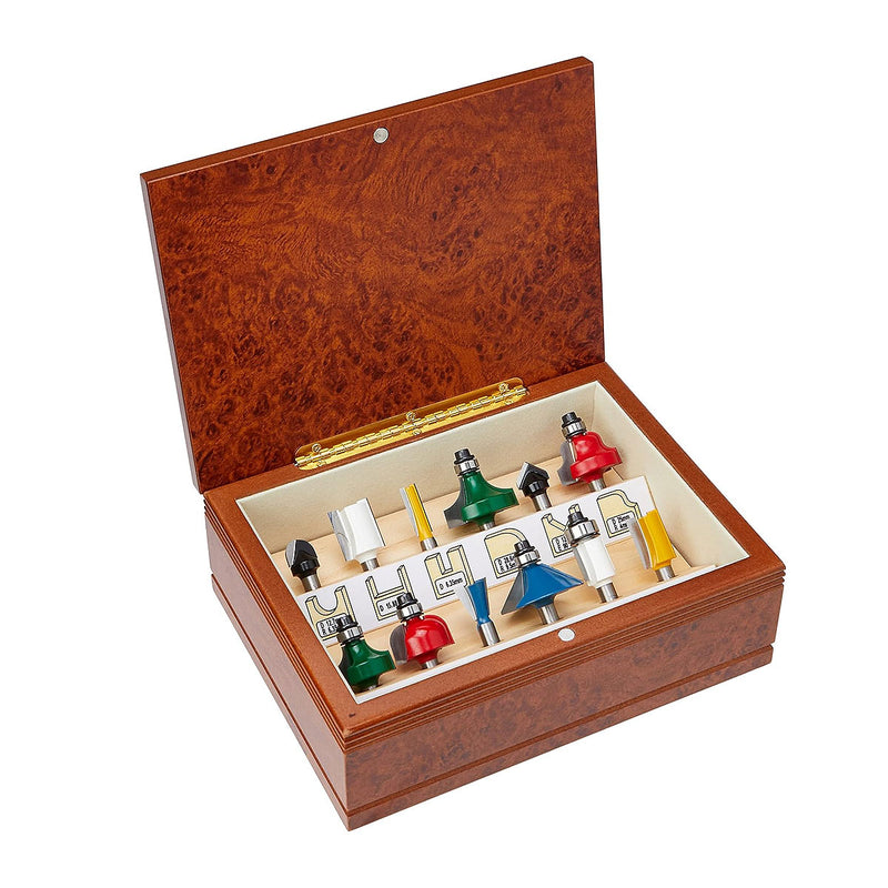 Bộ mũi phay gỗ 12 chi tiết hệ inch Makita A-91051 cốt 1/4 inch ( Cấp 3 sao )