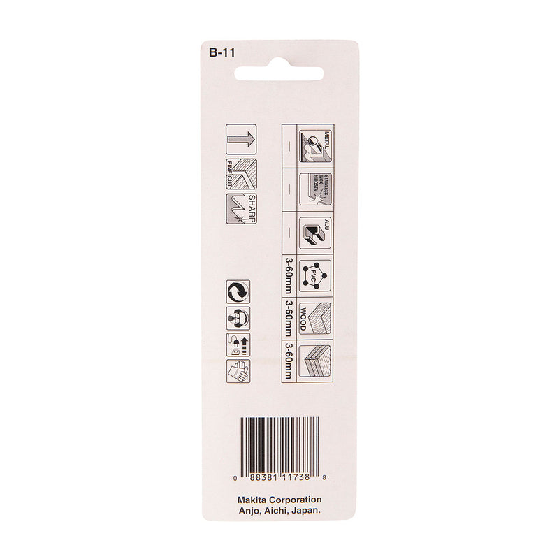 Vĩ 2 lưỡi cưa lọng HCS loại cho vết cắt đẹp Makita B-01270 dùng cho gỗ, nhựa số răng 9 TPI, chiều dài 100mm đuôi gài kiểu B ( Cấp 3 sao )
