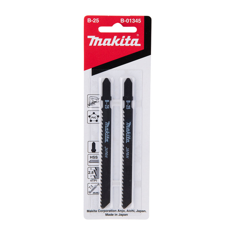 Vĩ 2 lưỡi cưa lọng HSS Makita B-01345 cưa đa vật liệu, số răng 9 TPI chiều dài 100mm, đuôi gài kiểu B ( Cấp 3 sao )