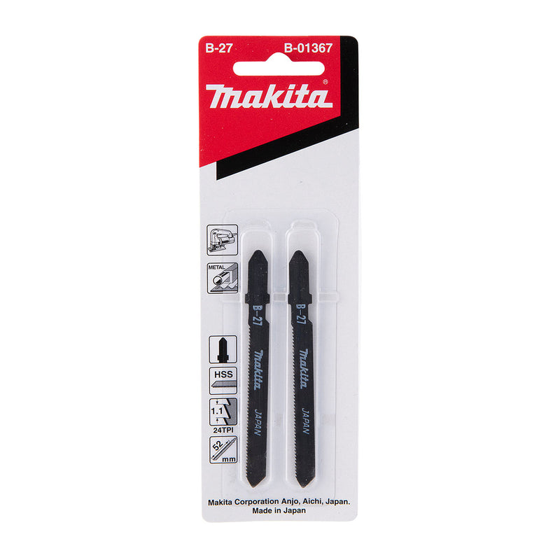 Vĩ 2 lưỡi cưa lọng HSS Makita B-01367 dùng cho Inox số răng 24 TPI, chiều dài 76mm, đuôi gài kiểu B ( Cấp 3 sao )