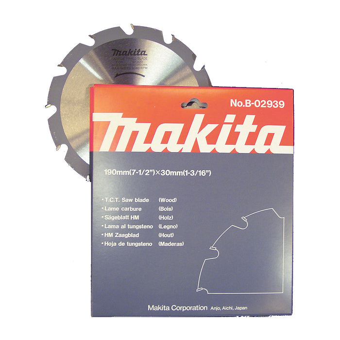 Lưỡi cưa gỗ TCT Makita B-02939 công nghệ Efficut đường kính 190mm, 12 răng kiểu FTG lỗ cốt 30mm dùng cho máy cưa đĩa ( Cấp 5 sao )