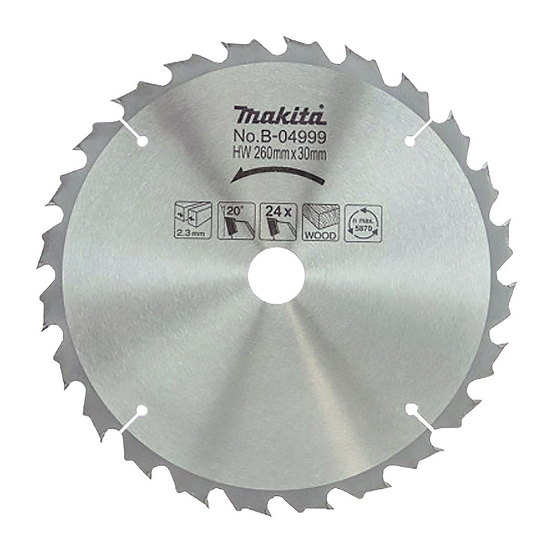 Lưỡi cưa gỗ TCT Makita đường kính 260mm, số răng từ 24-40 kiểu ATB, lỗ cốt 30mm dùng cho máy cưa bàn ( Cấp 3 sao )